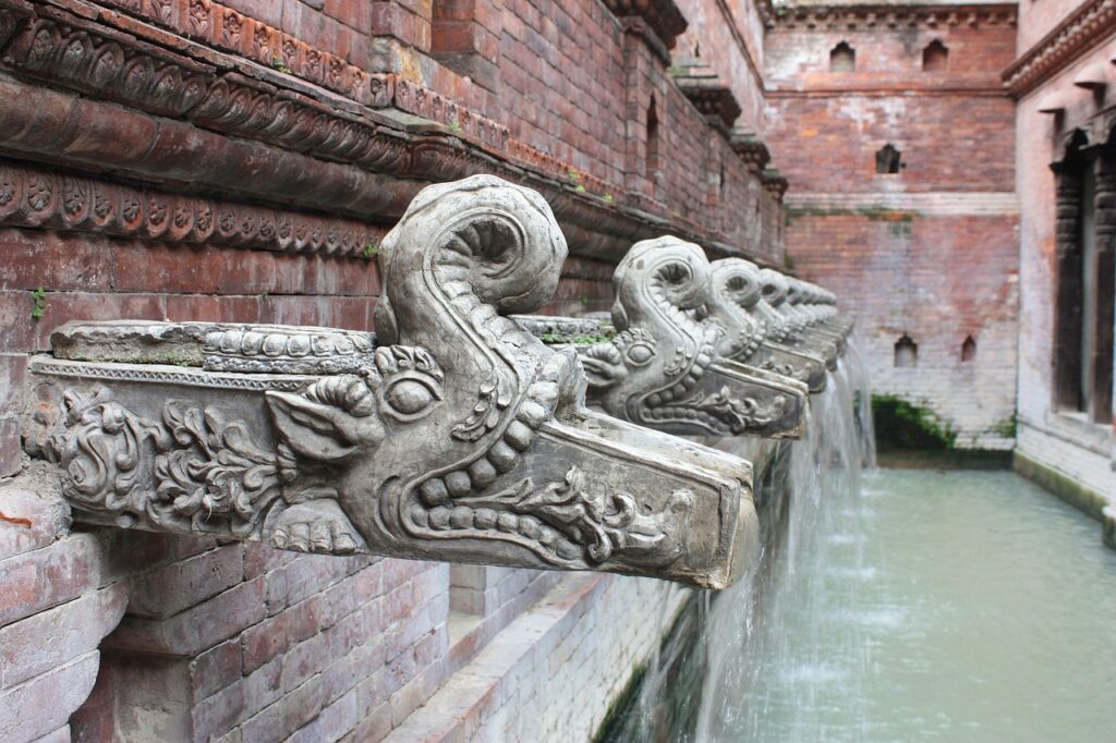 nepal, kathmandu, architecture, nature, water, fountain